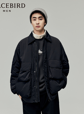 【商场同款】太平鸟男装多口袋棉衣潮翻领外套工装棉服B2ABD4311