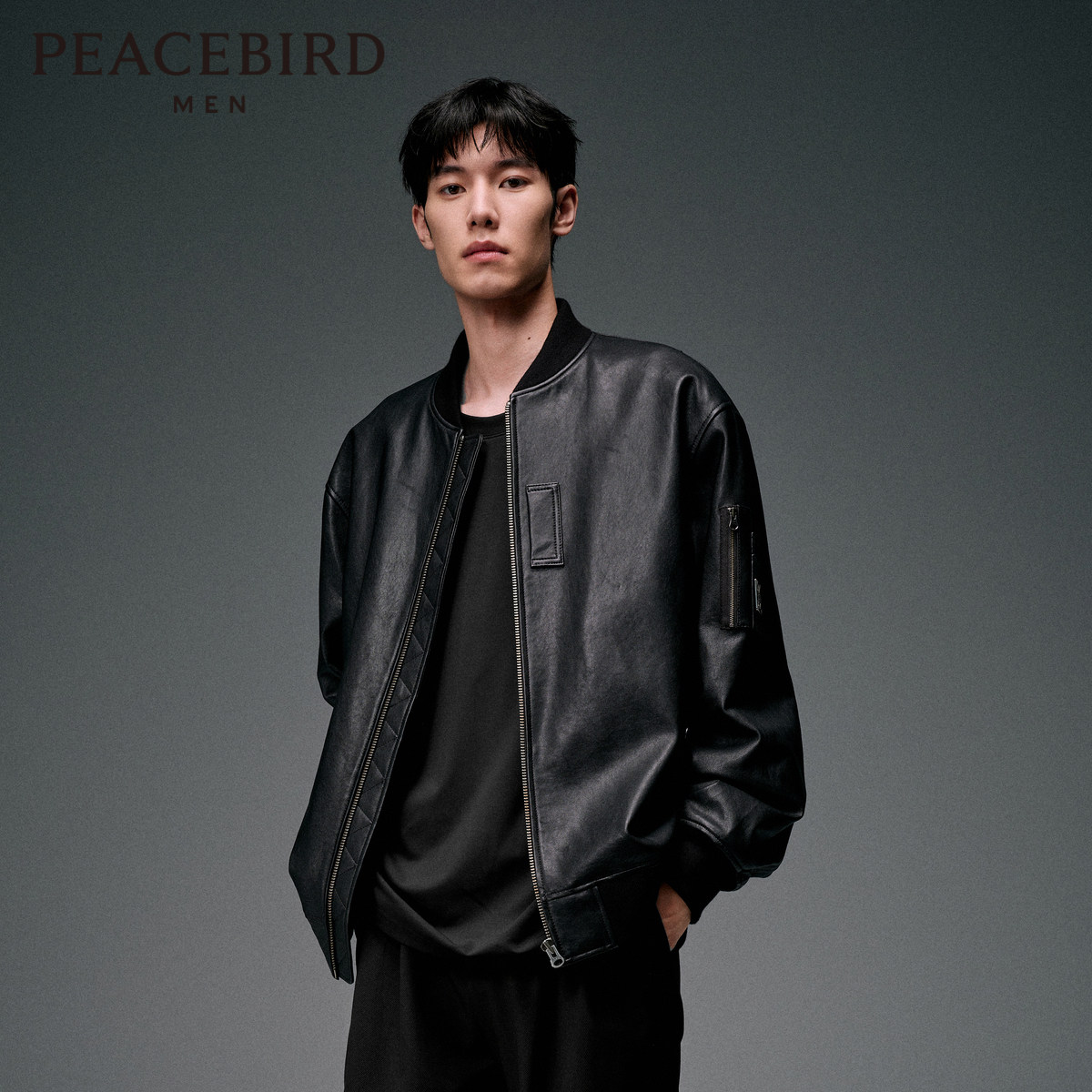 【真皮皮衣】太平鸟男装棒球皮衣潮流夹克外套时尚上衣B1BDD4F07