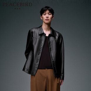 【真皮皮衣】太平鸟男装秋冬季外套翻领休闲上衣复古潮流羊皮夹克