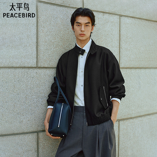 男士 通勤行政夹克新款 太平鸟男装 立领宽松茄克休闲外套 提花