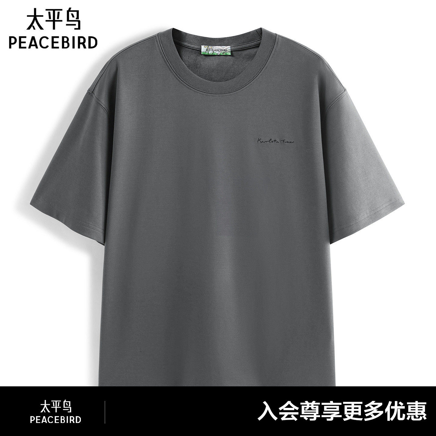 【艺术家KF联名】太平鸟男装 刺绣T夏新款时尚印花短袖B1CNG