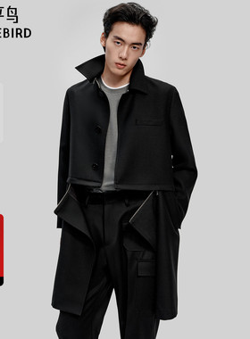 【PETER DO联名】太平鸟男装 休闲风衣解构拼接男士风衣B1BEF3C13