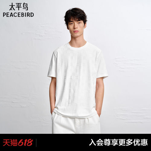 【商场同款】太平鸟男装 2026年夏季新款提花短袖T恤男B1CNG2170#