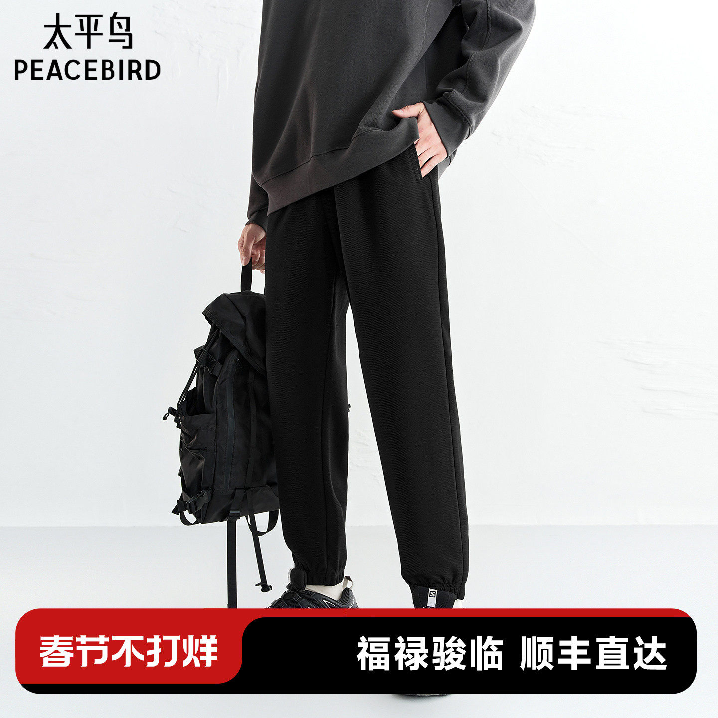 【商场同款】太平鸟男装休闲裤25冬季新款锥形束脚裤 B2GF41