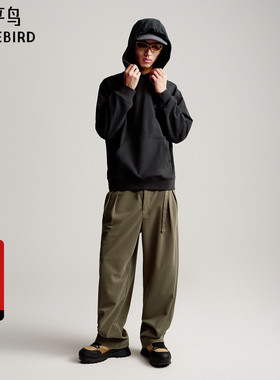 【商场同款】太平鸟男装灯芯绒肌理休闲裤新款宽松长裤B2GBF3438