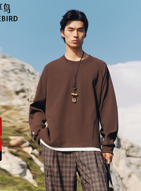 【商场同款】太平鸟男装 潮流宽松秋季新款肌理感卫衣男B2CRF3212