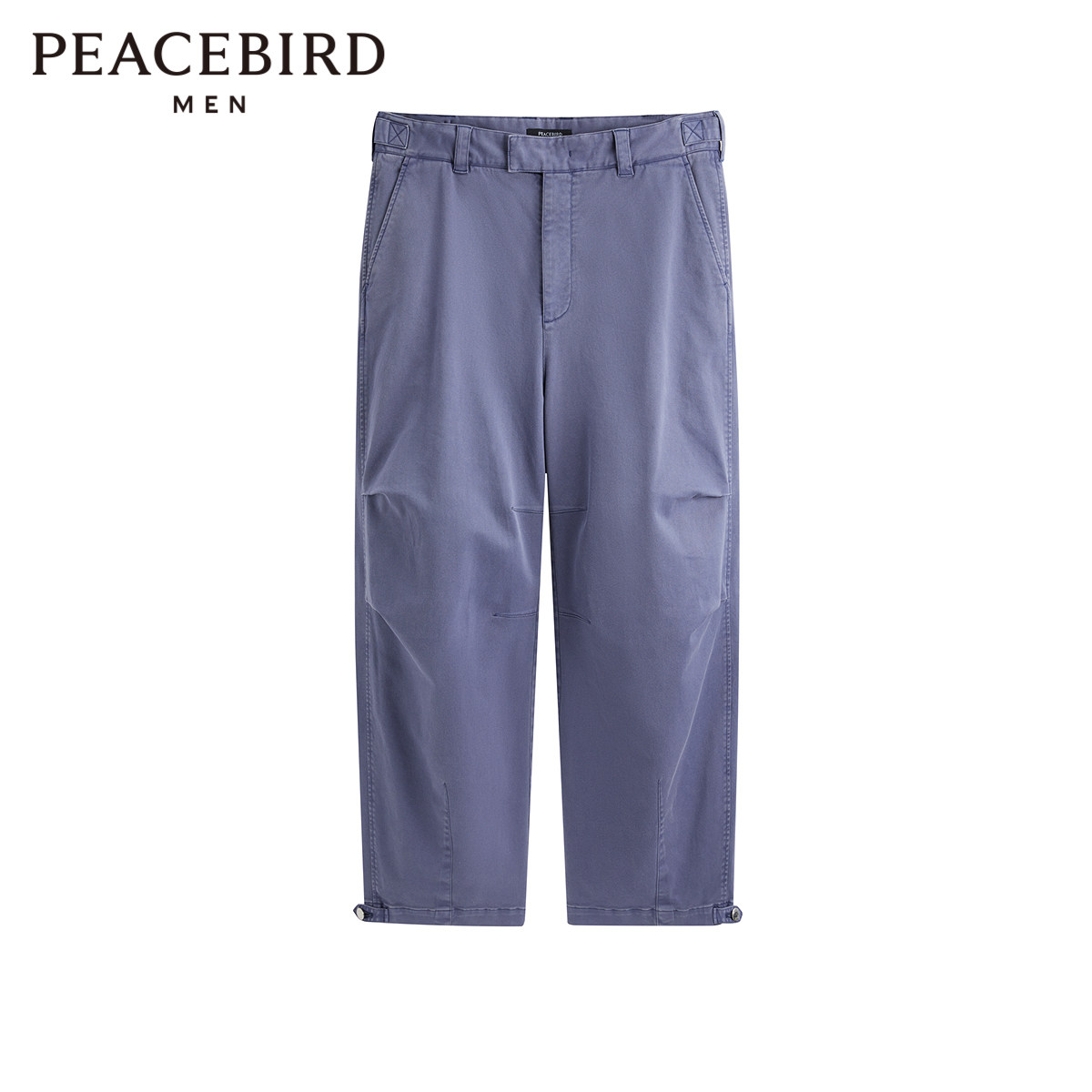 太平鸟男装休闲长裤紫色直筒宽松复古裤子街头伞兵工装感长裤潮