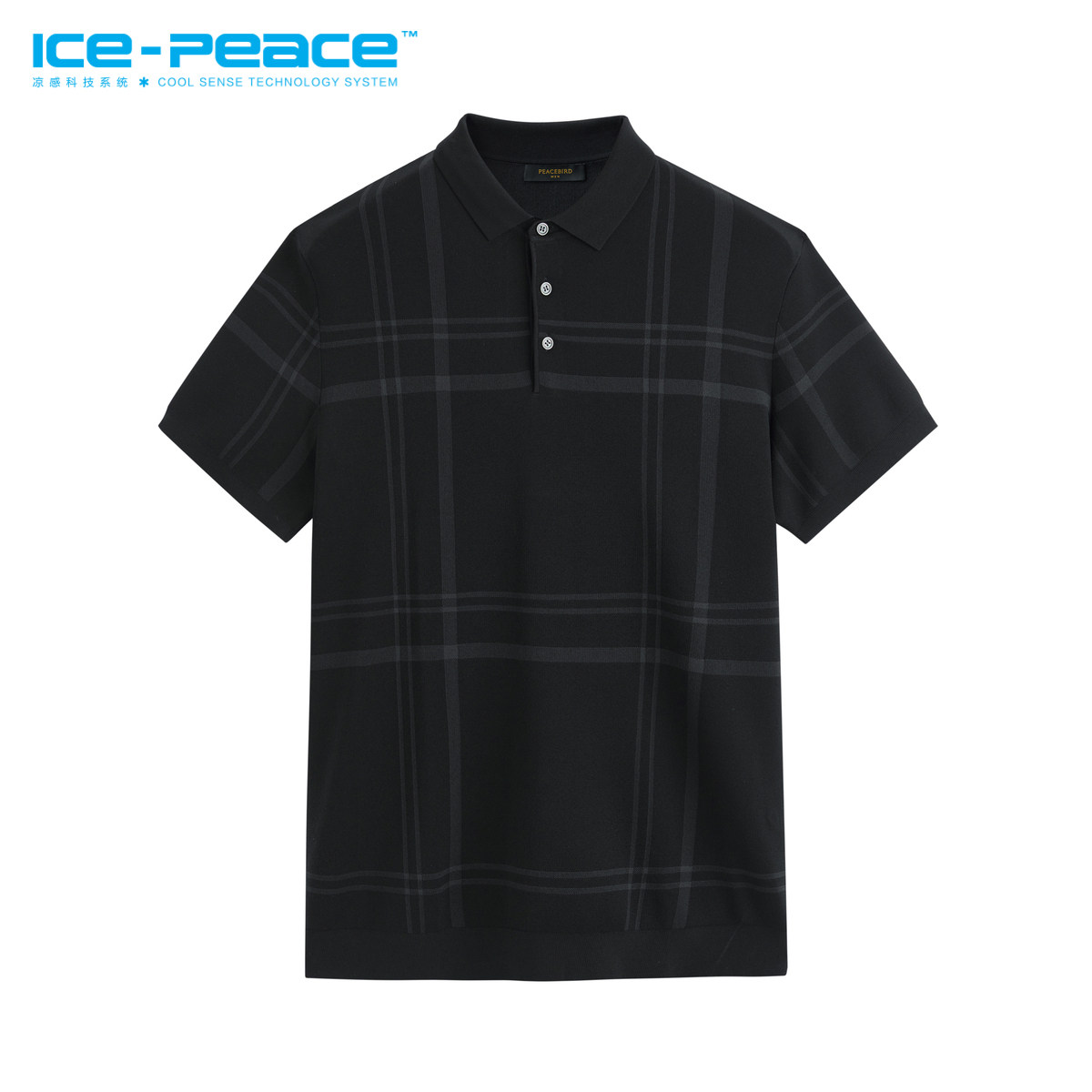 【商城同款】太平鸟男装 冰丝凉爽面料短袖POLO格纹T恤B1EED2146