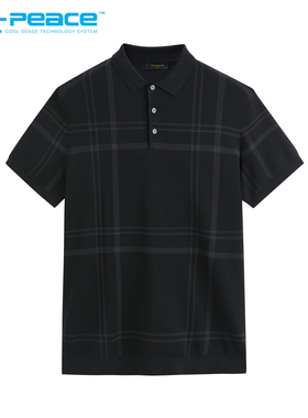【商城同款】太平鸟男装 冰丝凉爽面料短袖POLO格纹T恤B1EED2146