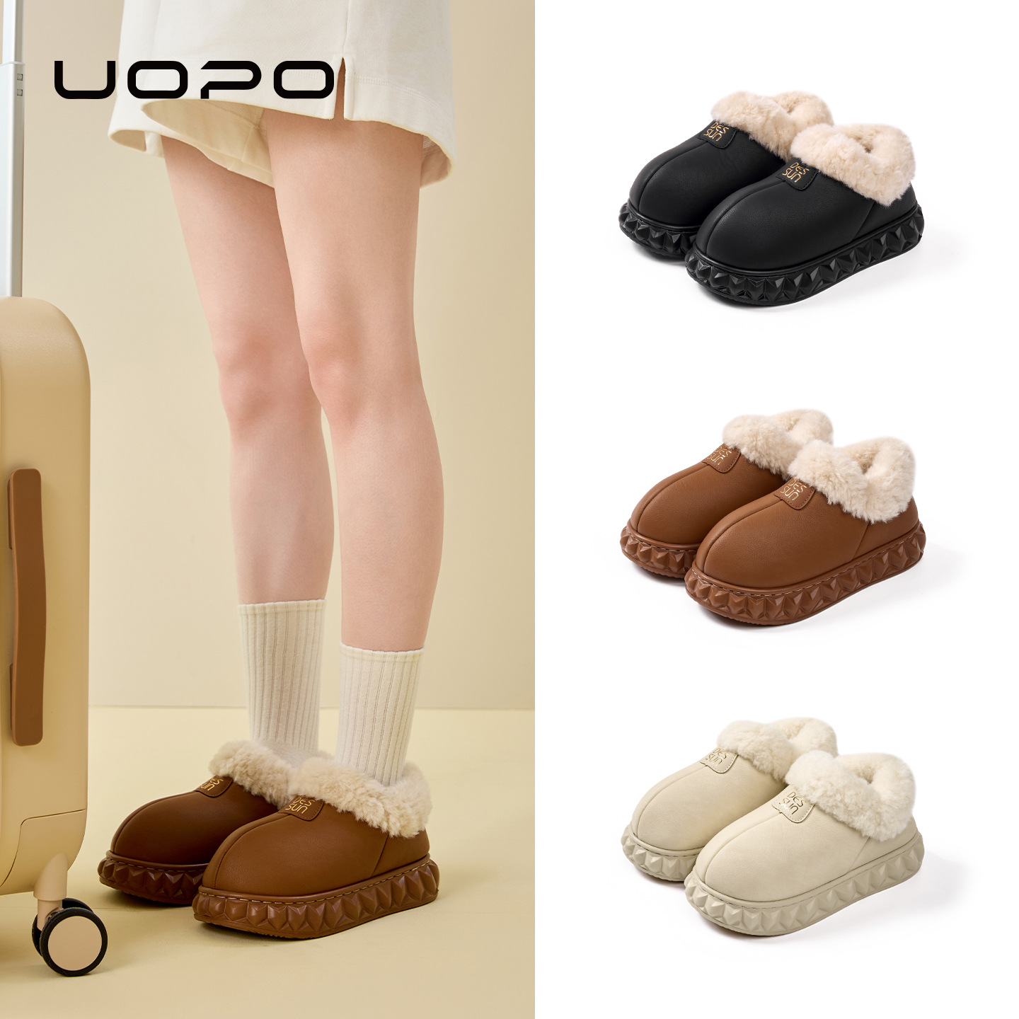 防水棉鞋女秋冬季新品居家防滑毛绒拖鞋户外保暖加绒加厚棉拖鞋