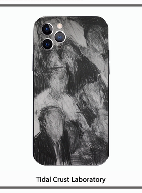 意象画黑色液态硅胶全包手机壳适用苹果17nova14华为p70mate70小米15opporeno14vivo30荣耀300iPhone15