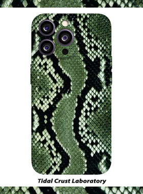 高级绿色蛇纹新年高级菲林二合一手机壳适用苹果17nova14华为p70mate60小米15opporen14ovivo荣耀300iPhone16