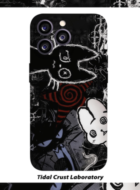 暗黑涂鸦潮酷兔兔旋涡菲林二合一手机壳适用苹果17nova14华为p70mate60小米15opporen14ovivo荣耀300iPhone16