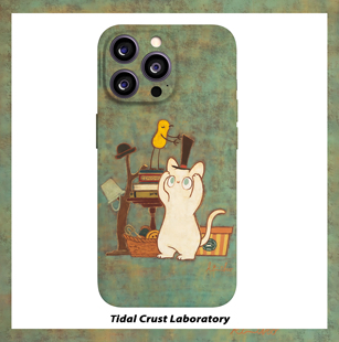 复古戴高帽的可爱猫咪菲林二合一手机壳适用苹果17nova14华为p70mate60小米15opporen14ovivo荣耀300iPhone16