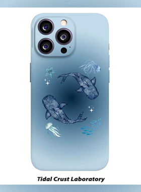 蓝色大海自由的鲸鱼菲林二合一手机壳适用苹果17nova14华为p70mate60小米15opporen14ovivo荣耀300iPhone16