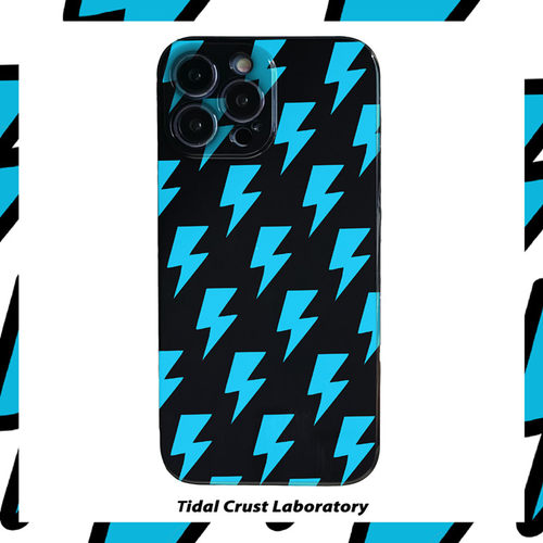 潮牌炫酷蓝色闪电黑色亮面软全包手机壳适用苹果16nova12华为p70mate60小米14opporen12ovivo荣耀200iPhone15