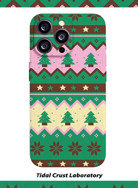绿色圣诞树拼接复古菲林二合一手机壳适用苹果17nova14华为p70mate60小米15opporen14ovivo荣耀300iPhone16