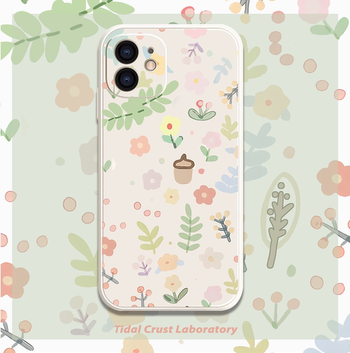 ins春天清新碎花可爱液态硅胶全包手机壳适用苹果15nova华为p50mate60pro小米13opporenovivo荣耀80iPhone14