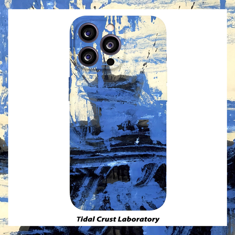 蓝色涂鸦忧郁高级小众菲林二合一手机壳适用苹果17nova14华为p70mate60小米15opporen14ovivo荣耀300iPhone16