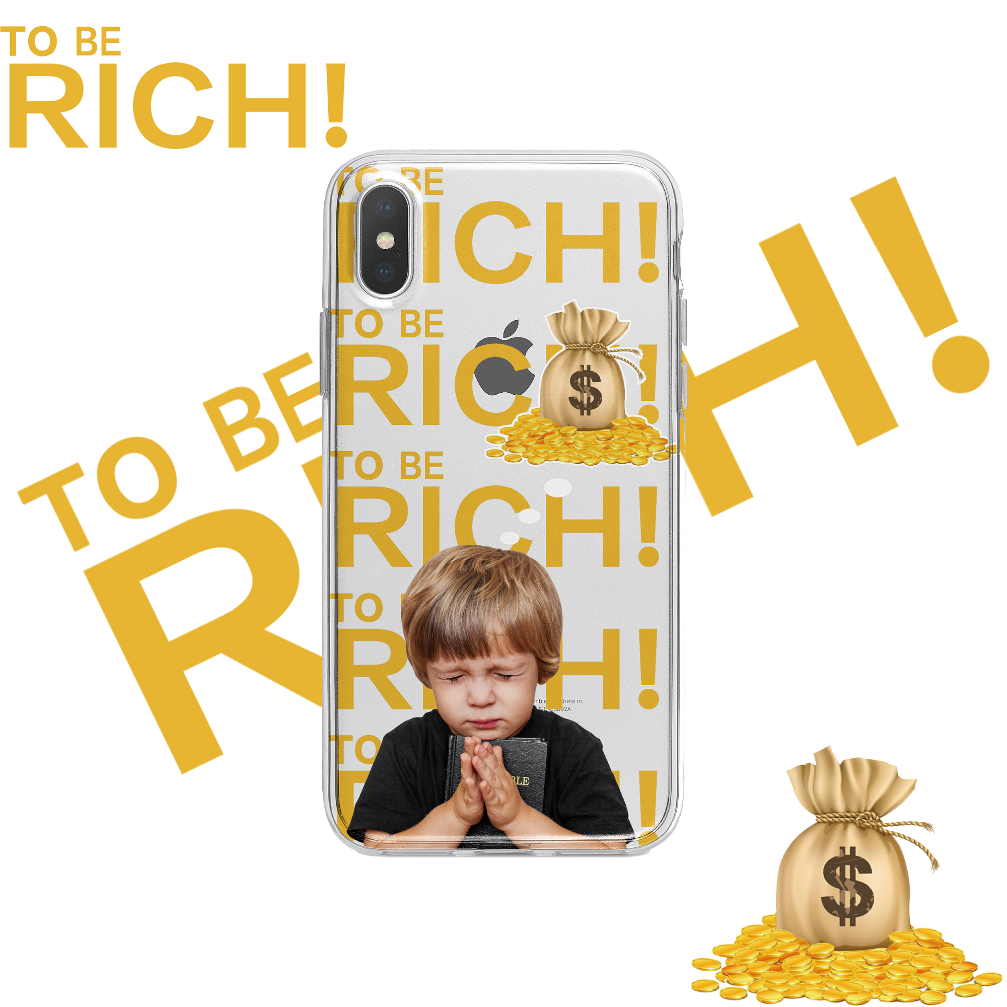 暴富男孩发财透明手机壳