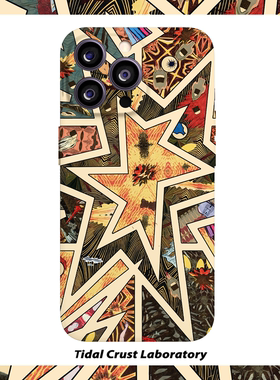 复古漫画几何星形拼贴菲林二合一手机壳适用苹果17nova14华为p70mate60小米15opporen14ovivo荣耀300iPhone16