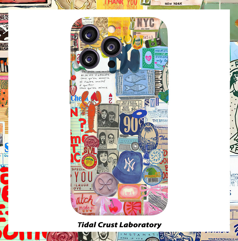 ins卡通拼接潮牌酷菲林二合一手机壳适用苹果17nova14华为p70mate60小米15opporen14ovivo荣耀300iPhone16