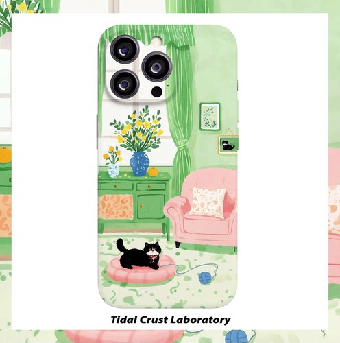 黑猫午后惬意时光治愈菲林二合一手机壳适用苹果17nova14华为p70mate60小米15opporen14ovivo荣耀300iPhone16