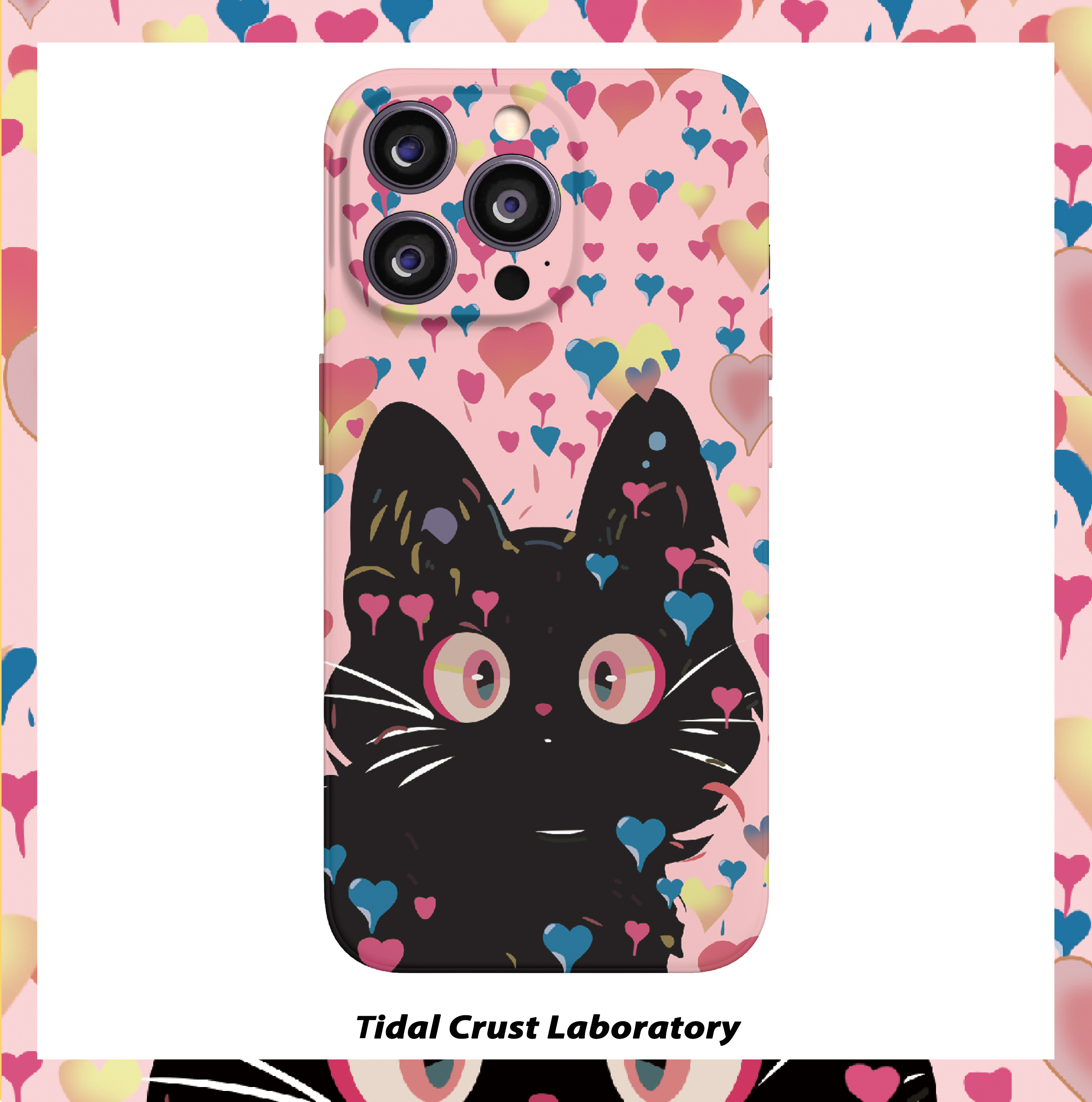 可爱卡通粉色黑猫清新菲林二合一手机壳适用苹果17nova14华为p70mate60小米15opporen14ovivo荣耀300iPhone16