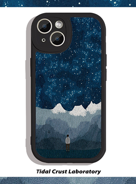 我一个看向远方黑色小羊皮油画全包手机壳适用苹果17nova14华为p70/mate70小米15reno14viv30荣耀300iPhone15