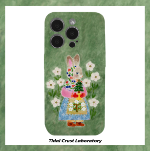 清新油画围裙圣诞兔菲林二合一手机壳适用苹果17nova14华为p70mate60小米15opporen14ovivo荣耀300iPhone16