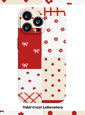 红色格子多巴胺蝴蝶结菲林二合一手机壳适用苹果17nova14华为p70mate60小米15opporen14ovivo荣耀300iPhone16