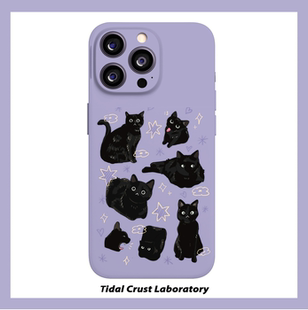 软萌黑喵百态闲趣时光菲林二合一手机壳适用苹果17nova14华为p70mate60小米15opporen14ovivo荣耀300iPhone16