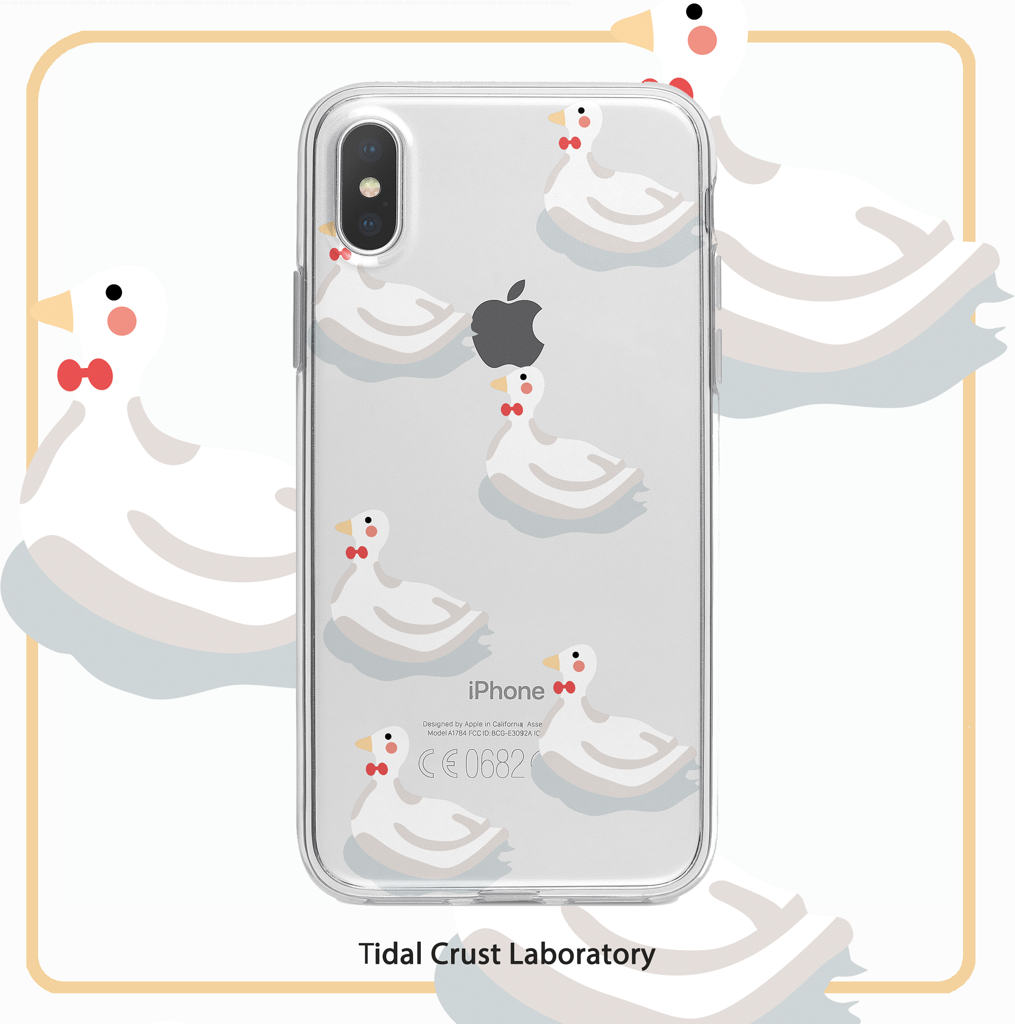 ins可爱简约油画鸭子透明手机壳