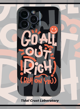 网红ins变富卡通黑色亮面全包手机壳适用苹果15nova10华为p50E/mate40小米13opporeno9vivo荣耀80iPhone14