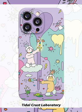 欧美卡通可爱紫色插画菲林二合一手机壳适用苹果17nova14华为p70mate60小米15opporen14ovivo荣耀300iPhone16