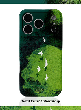 油画绿色自由kat 飞鸟菲林二合一手机壳适用苹果17nova14华为p70mate60小米15opporen14ovivo荣耀300iPhone16