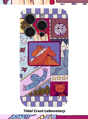 马年个性紫格相依为马菲林二合一手机壳适用苹果17nova14华为p70mate60小米15opporen14ovivo荣耀300iPhone16