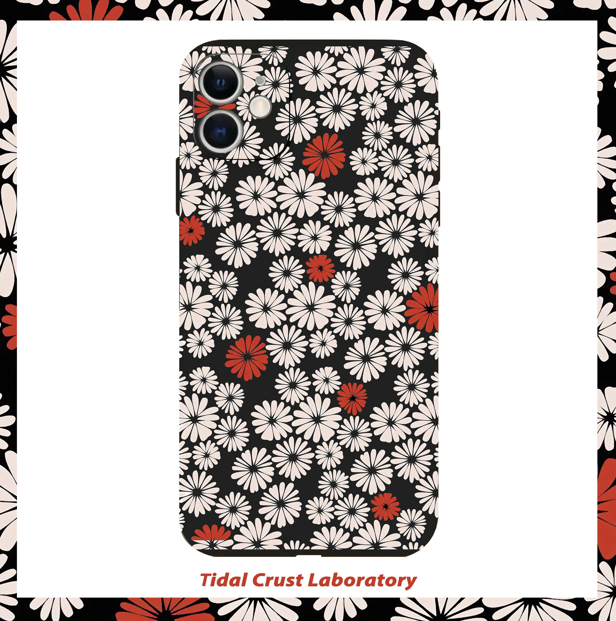 小雏菊高级冷淡黑色液态硅胶手机壳适用苹果17nova14华为p7