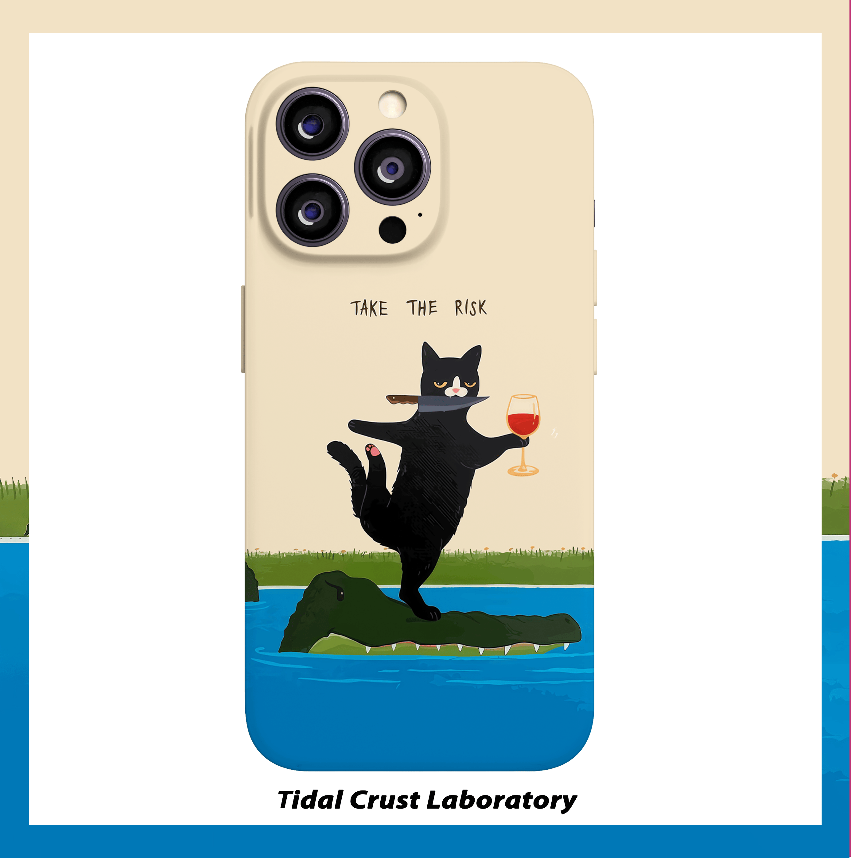 鳄鱼背上潇洒冒险猫咪菲林二合一手机壳适用苹果17nova14华为p70mate60小米15opporen14ovivo荣耀300iPhone16