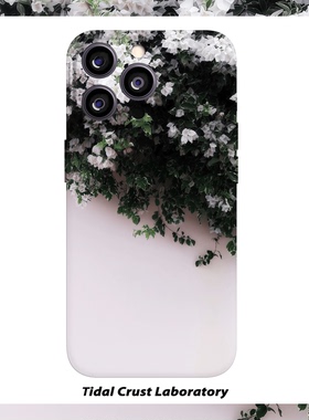 墙畔白色繁花清新淡雅菲林二合一手机壳适用苹果17nova14华为p70mate60小米15opporen14ovivo荣耀300iPhone16