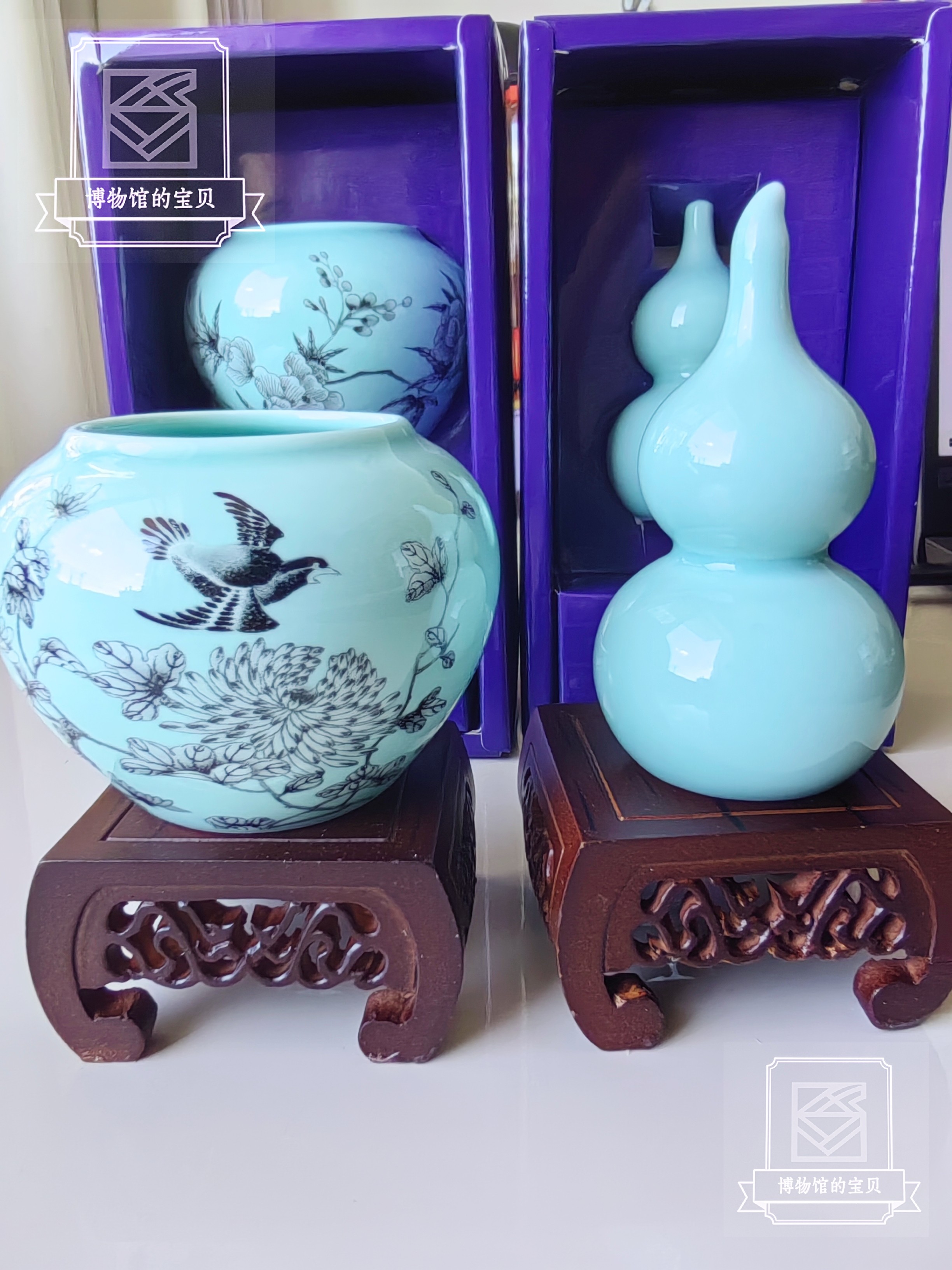 南京博物院文创黄地粉彩金喜百碟纹碗迷你陶瓷摆件 礼品 礼物