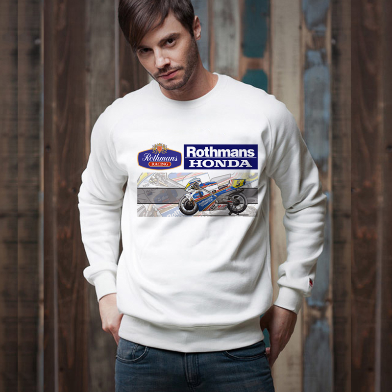 Rothmans机车衣服赛车骑行服风和自由圆领套头卫衣大码男休闲打底