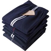 纯棉加肥加大大码 秋冬加绒加厚深蓝色学生校服裤 高中男学生运动裤