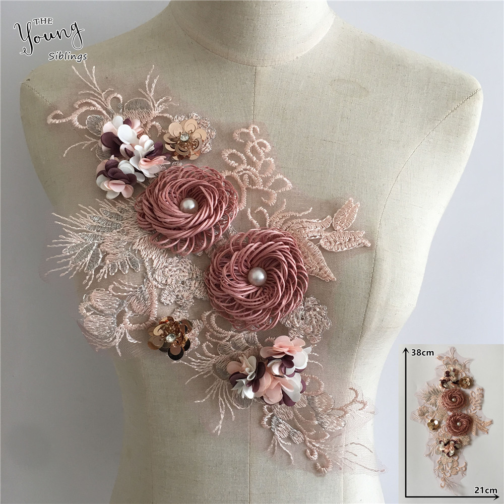 立体花朵仿珍珠刺绣蕾丝衣领水钻亮片花边DIY装饰缝纫服装辅料