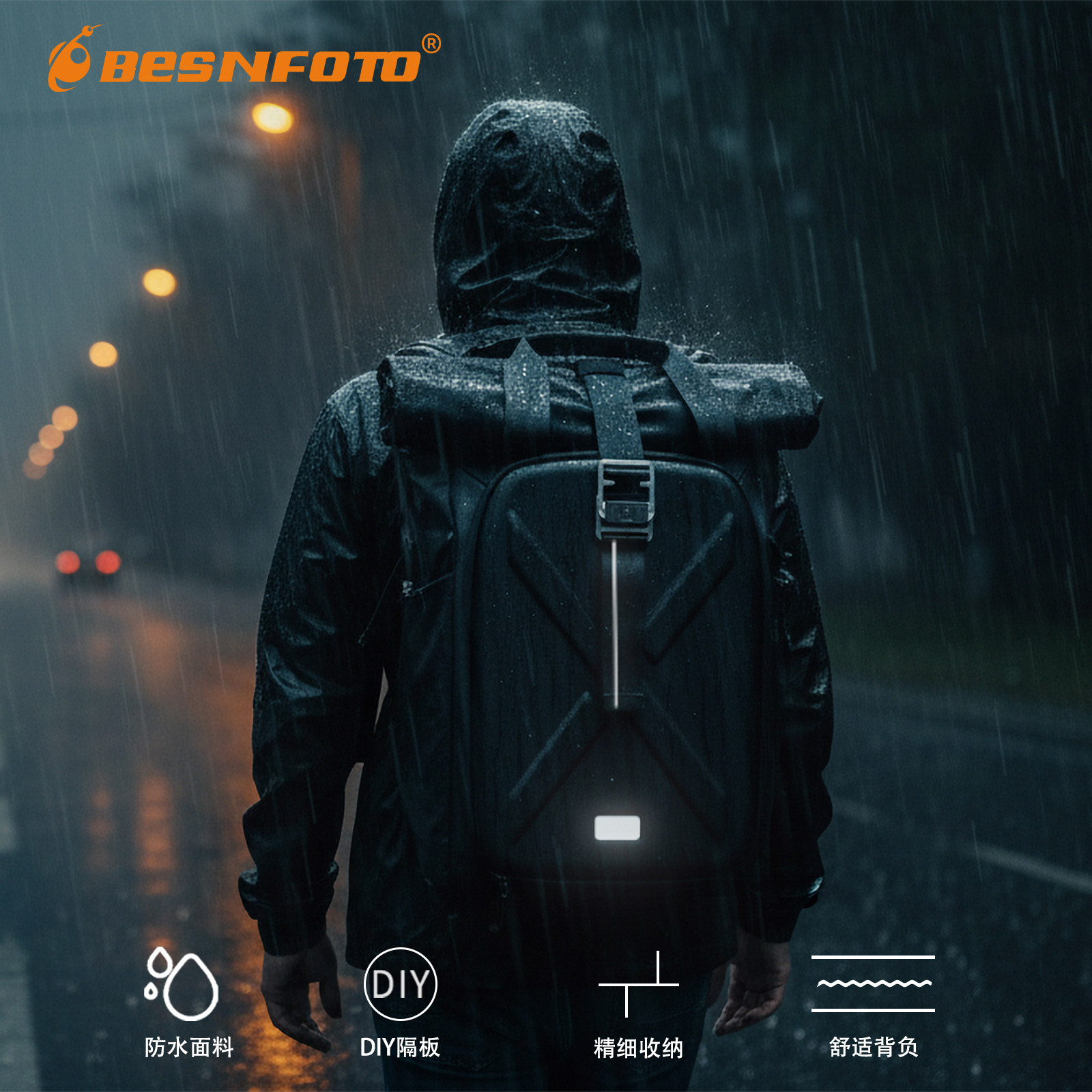 BESNFOTO佰信旅行数码单反相机双肩背包户外防水专业多功能微