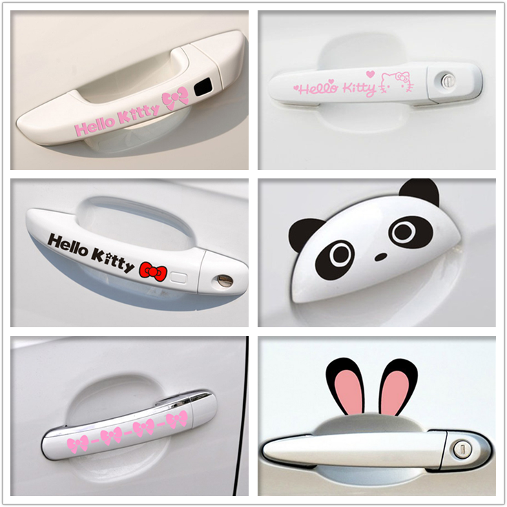 汽车门把手贴纸卡通拉手刮痕遮挡