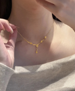 永不枯萎的玫瑰花项链花枝玫瑰金枝玉叶吊坠简约百搭ins风锁骨链