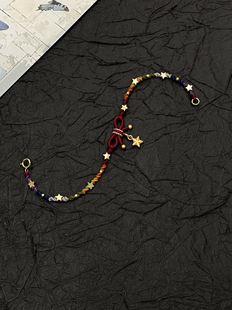 彩虹小福星手链手工编织五彩星星转运珠手绳ins简约百搭显白手饰