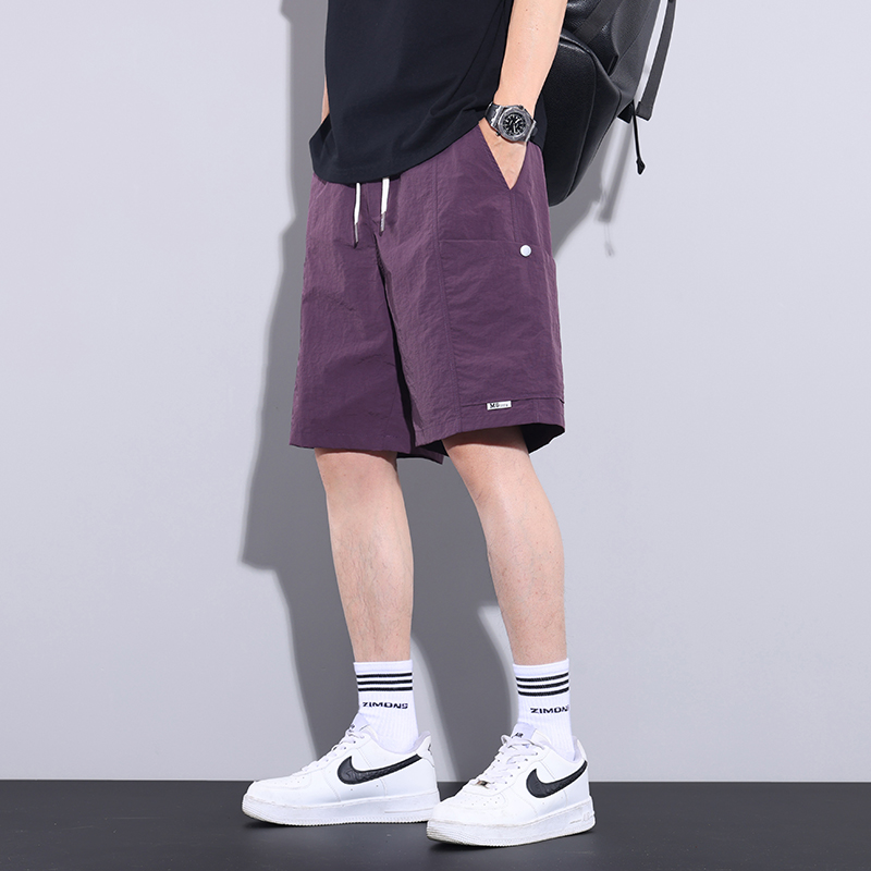 新品夏季男港风潮牌五分裤短裤裤子舒适时尚休闲休闲梭织运动宽松