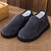 手工千层底男款 冬季 加厚保暖一脚蹬懒人棉鞋 农家老布鞋 开车鞋 休闲